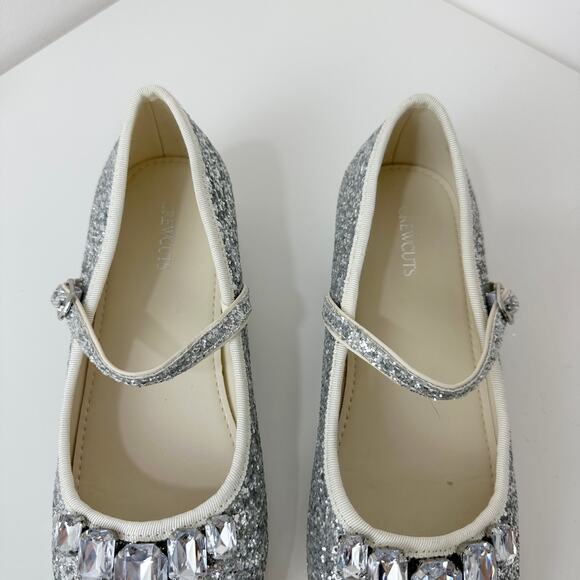 NEW J.Crew Crewcuts Girls Glitter Heel Mary Jane Shoes Silver Party Formal K4 - Picture 6 of 10